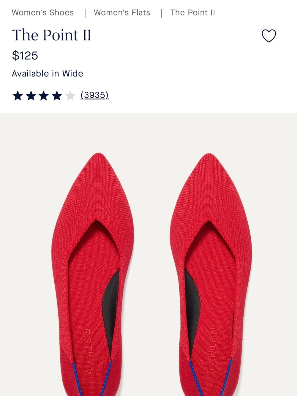Rothy's The Point II Pointed Red Women's Flat SIZE 6
